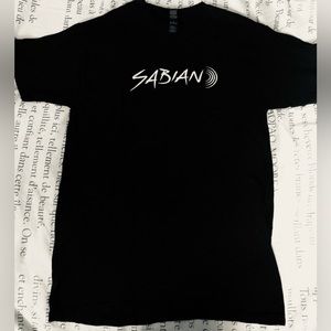 SABIAN Cymbals Logo TShirt Ladies Sz M Drummer Interest NEW